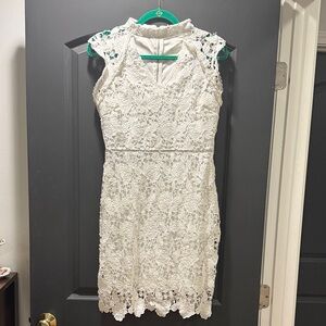 Just Me Lace Mini Dress - White